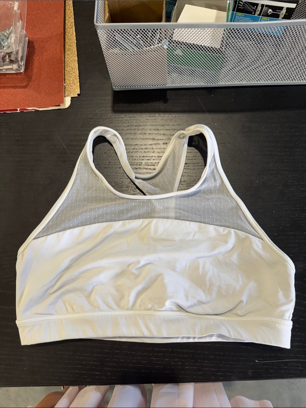 lululemon athletica White Mesh-Panel Racerback Sports Bra